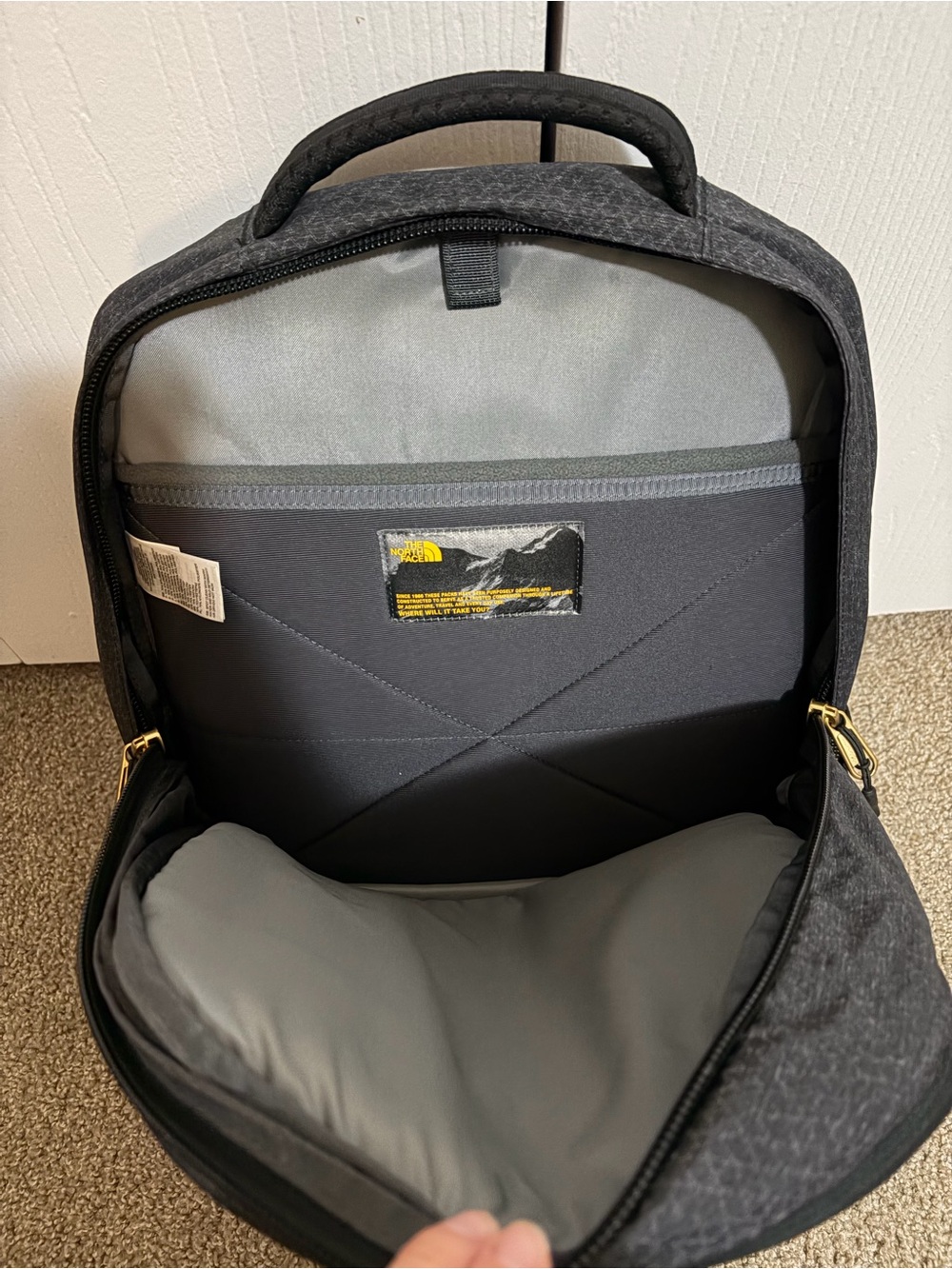 The North Face Women’s Recon Black/Gray Backpack with Yellow Gold Accents ✨🖤 - Picture 5 of 16